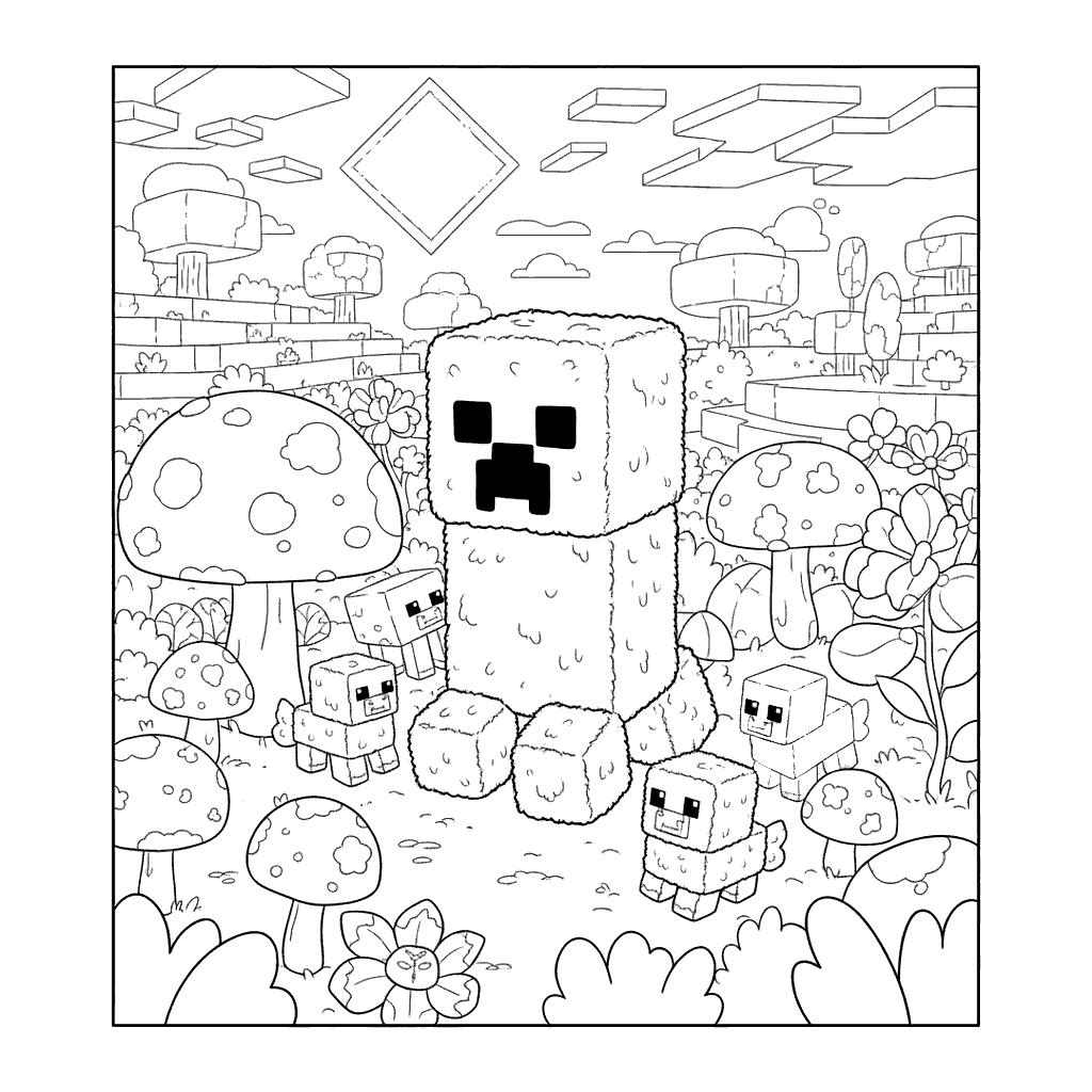 plushie creeper minecraft coloring sheet