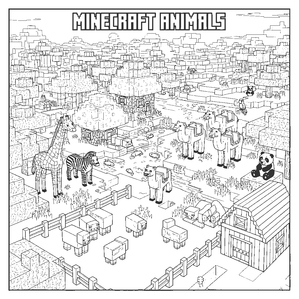 minecraft animals farm village line art