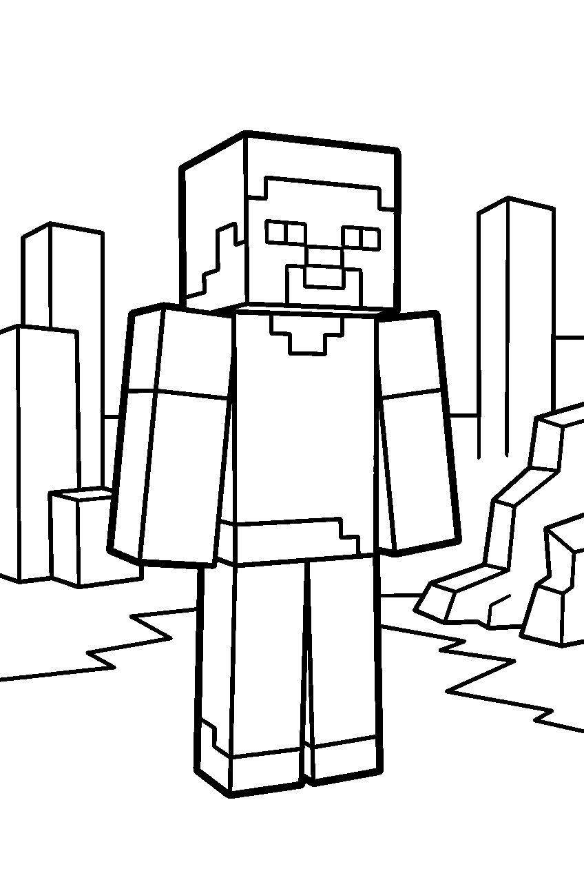 minecraft characters in basalt delta line art