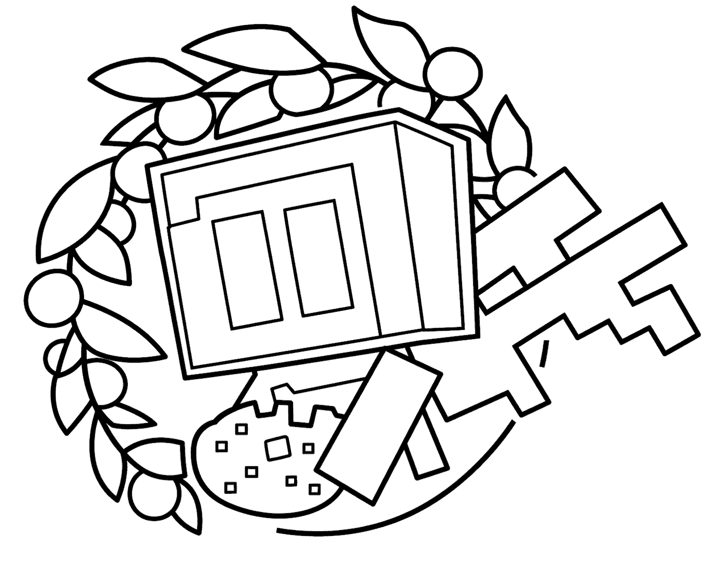 minecraft cute allay mob holding cookie with trial key line art for kids