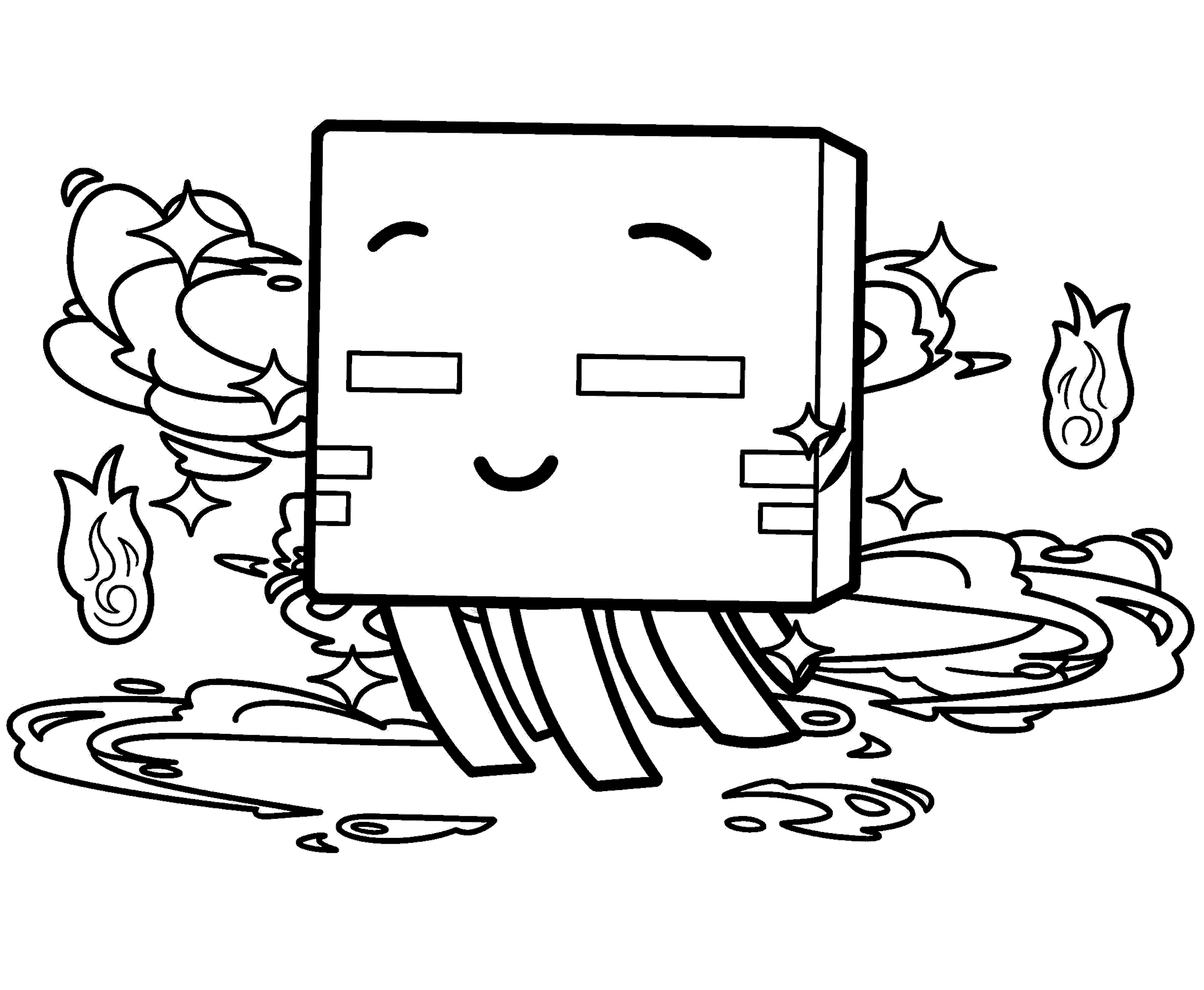 minecraft cute baby ghast flying in nether line art for kids
