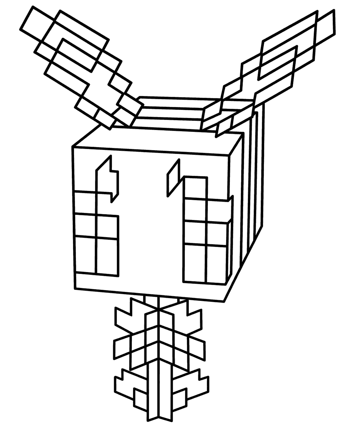 minecraft cute bee hovering over flower line art for kids