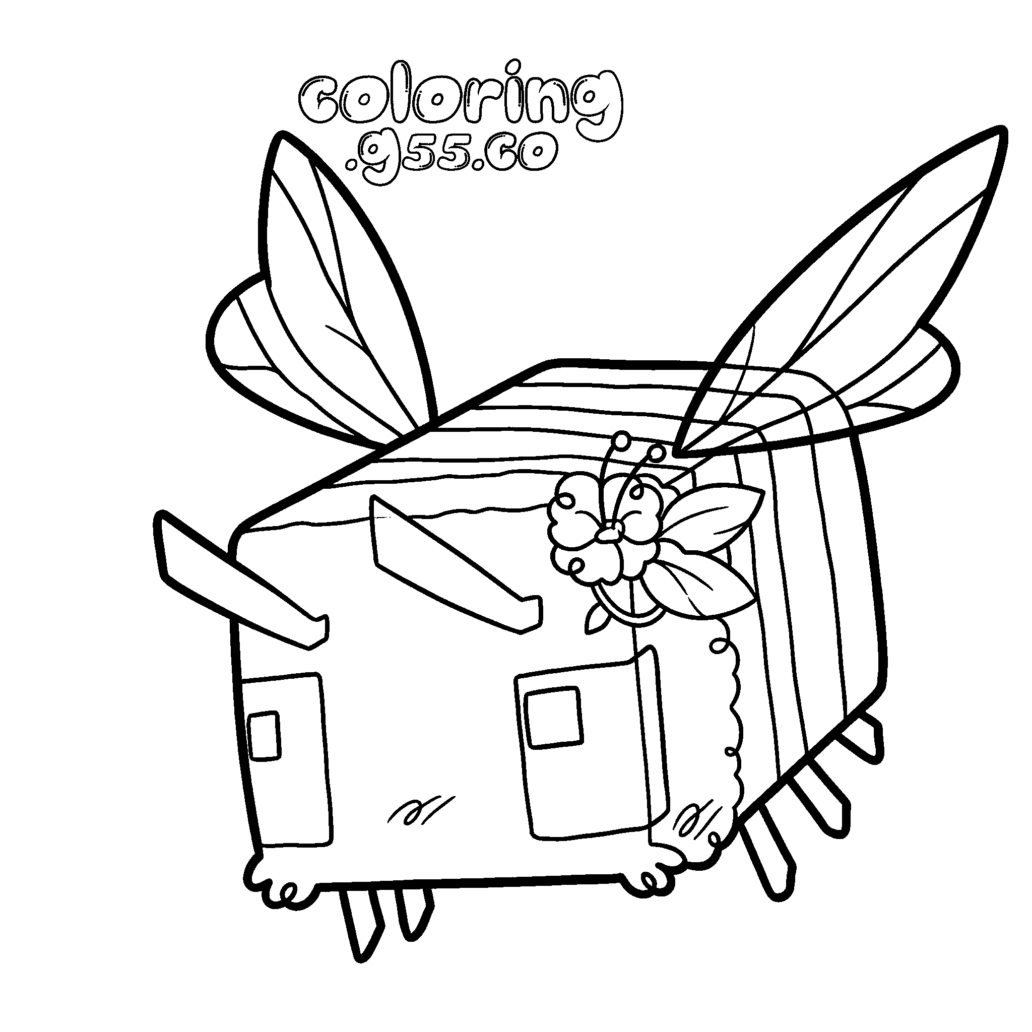 minecraft cute bee with flower line art for kids
