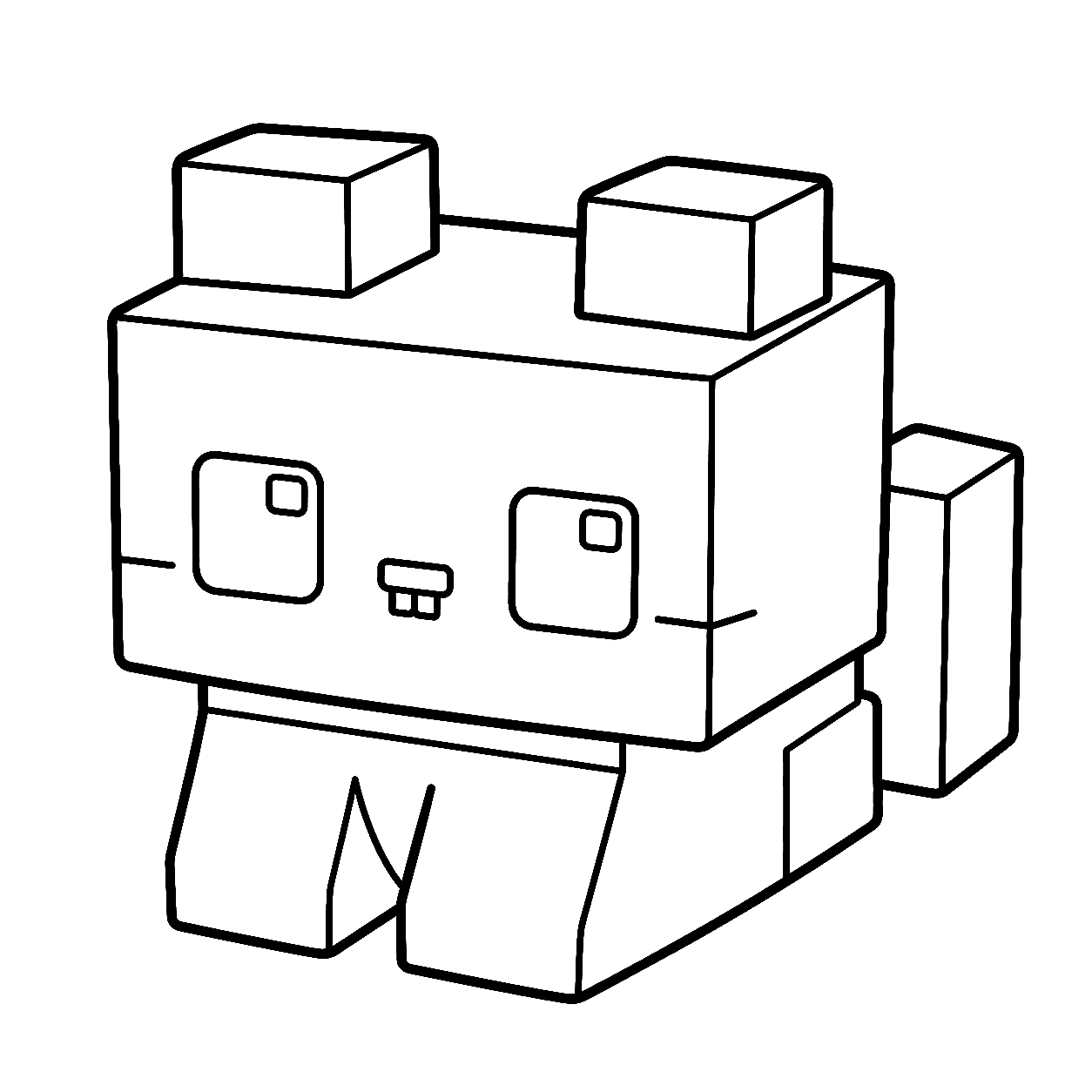 minecraft cute bunny rabbit line art for kids