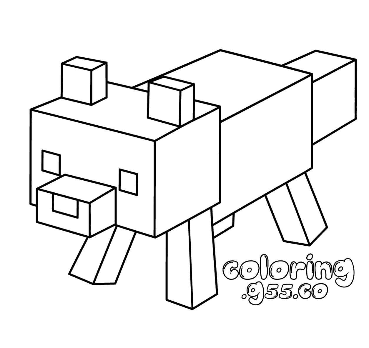minecraft cute fox forest animal mob line art for kids
