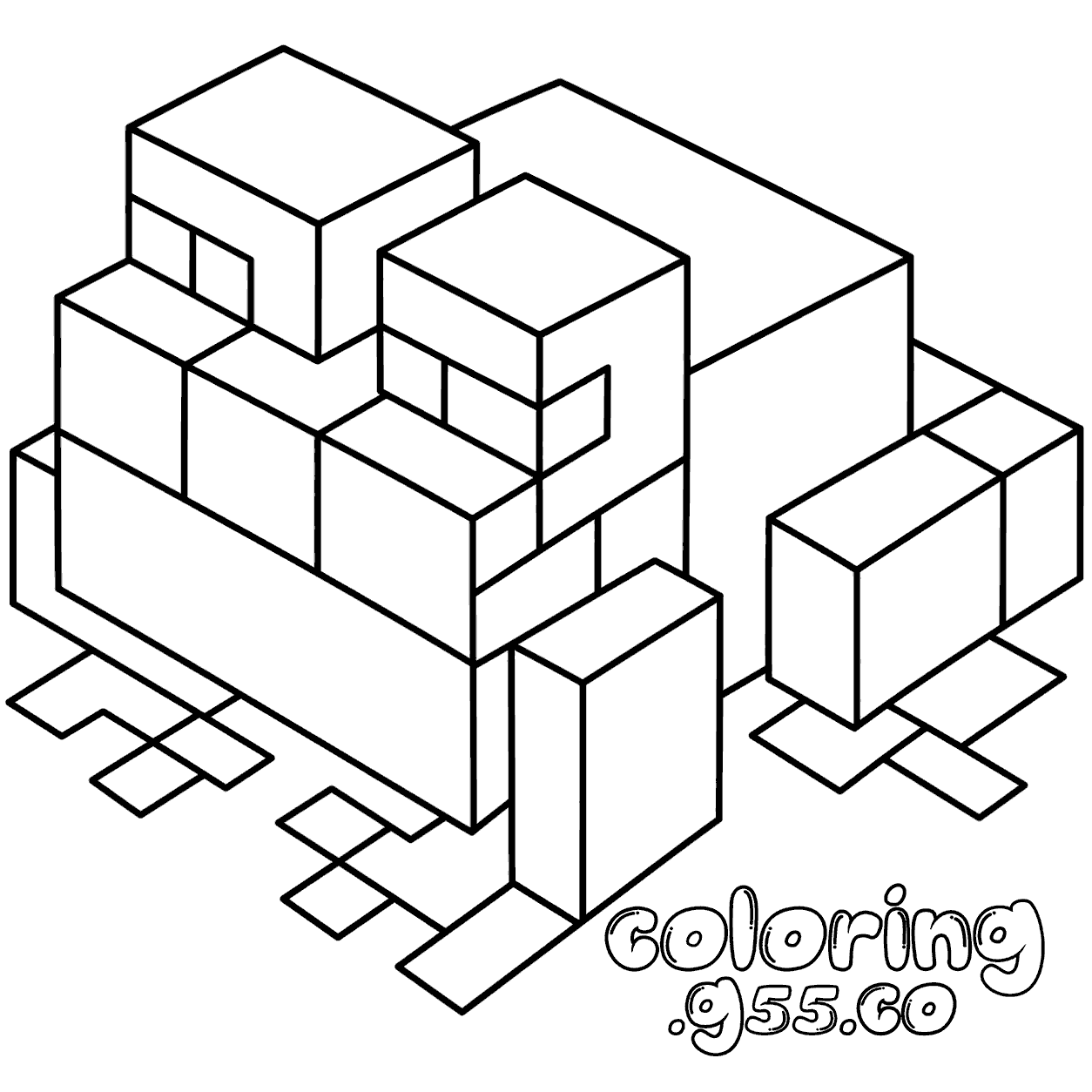 minecraft cute frog swamp animal line art for kids