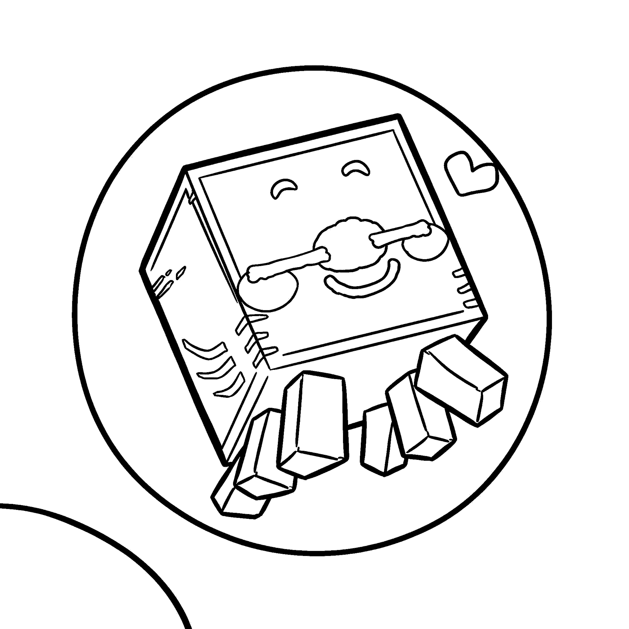 minecraft cute happy ghast floating monster line art for kids