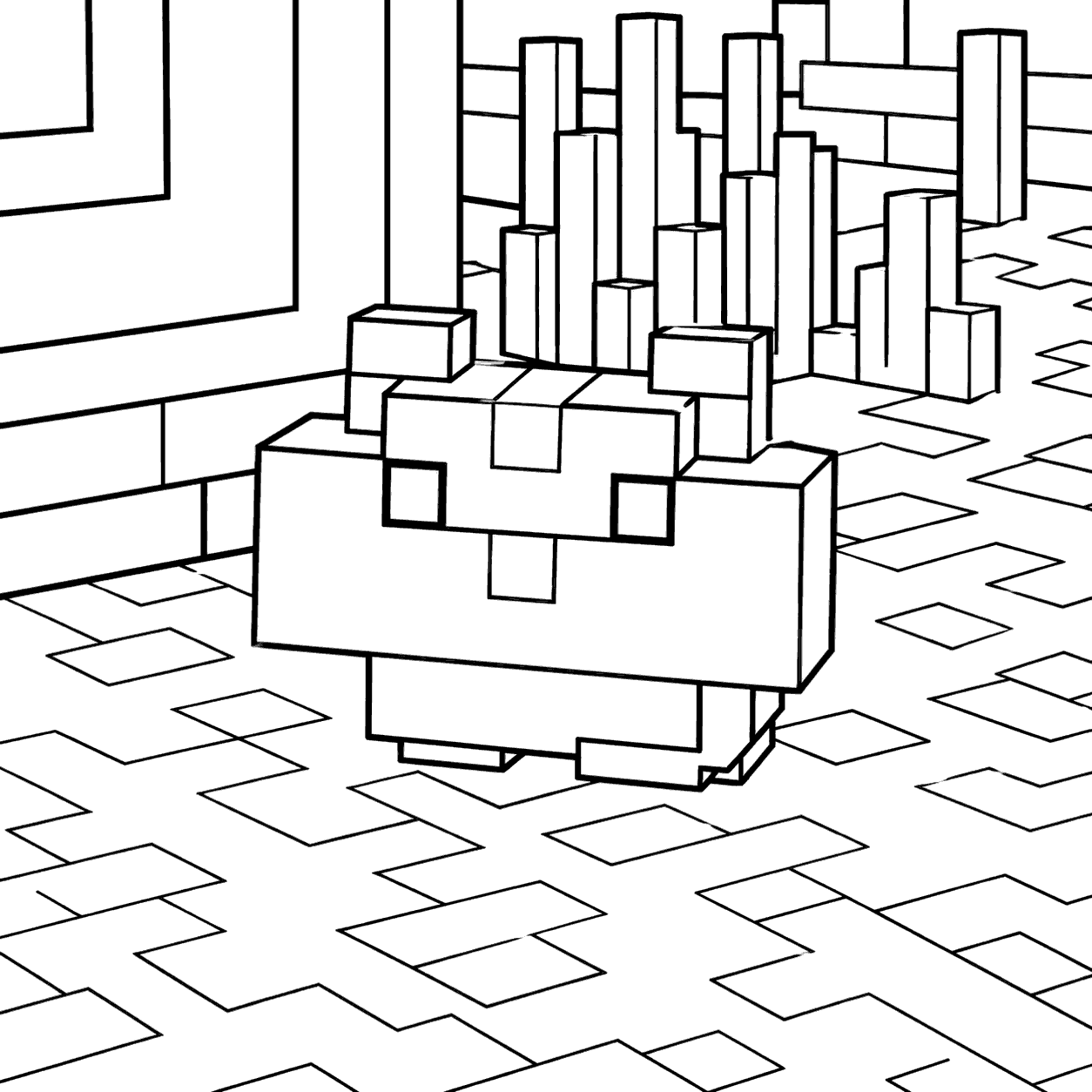 minecraft cute modded hamster line art
