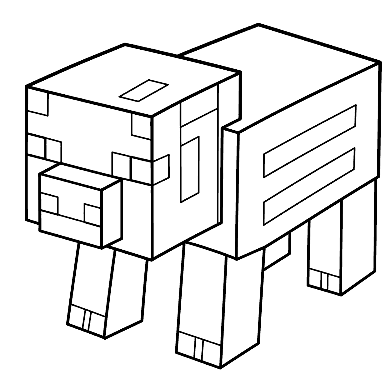 minecraft cute pig farm animal line art for kids