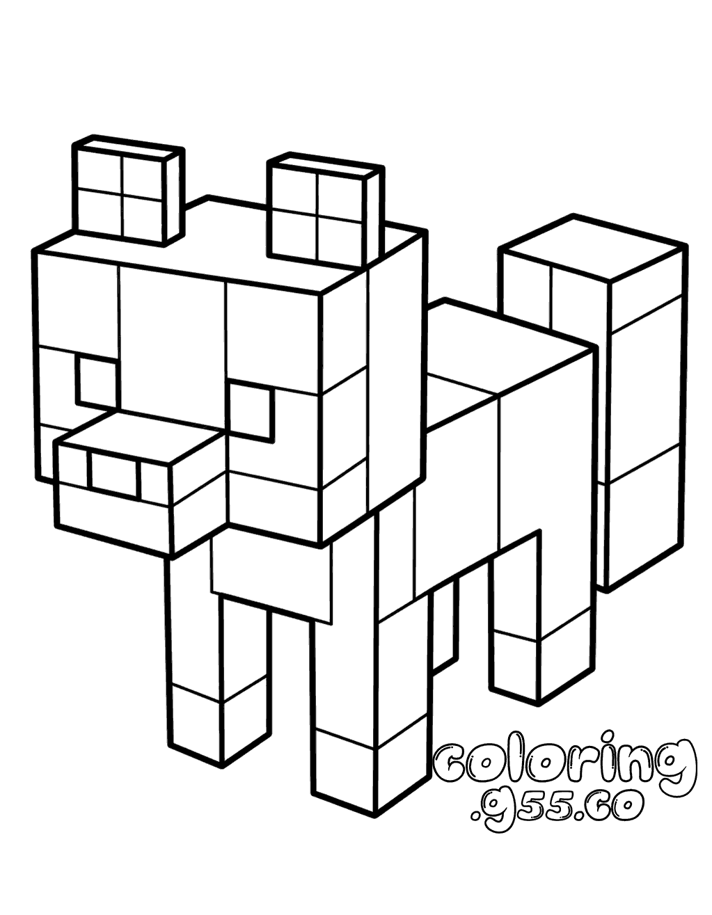 minecraft cute wild fox animal mob line art for kids
