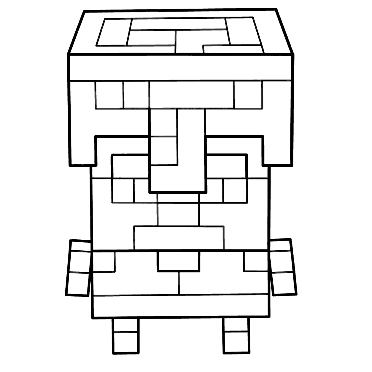 minecraft derp mini steve meme line art