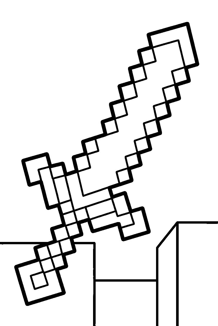 minecraft diamond sword line art