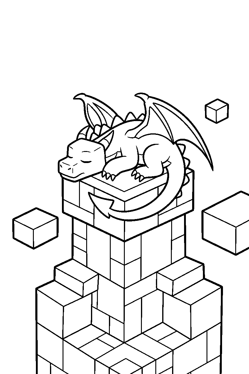 minecraft ender dragon sleeping in end tower line art