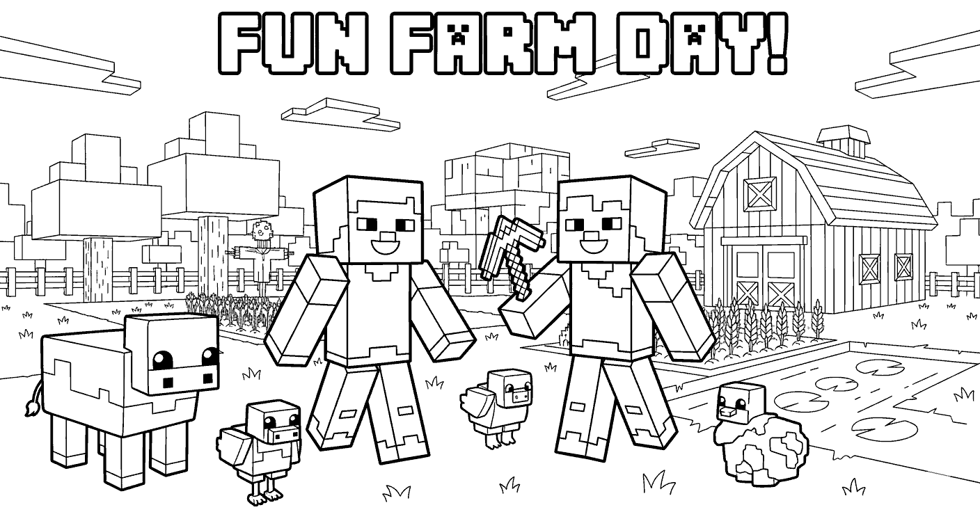 minecraft farm animals coloring sheet