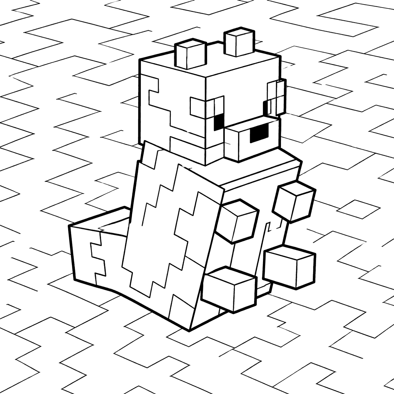 minecraft fox line art