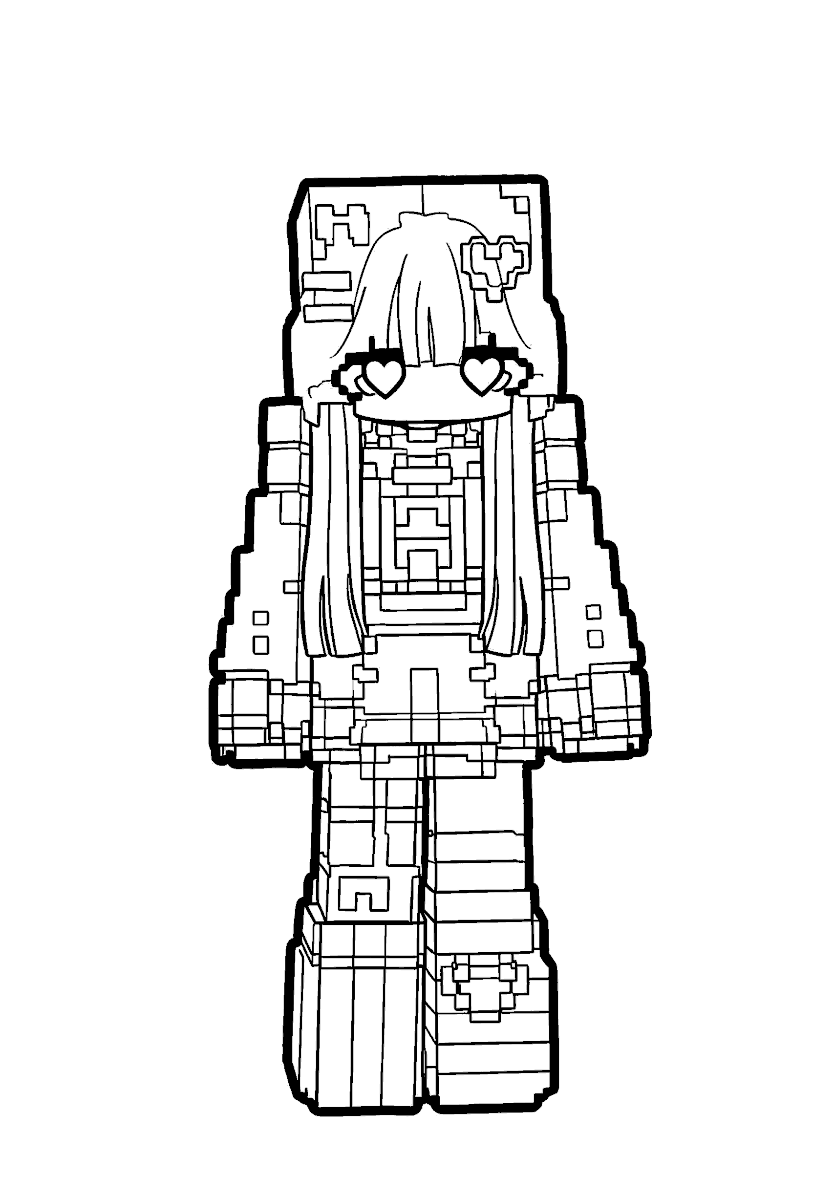 minecraft gothic kawaii girl skin line art