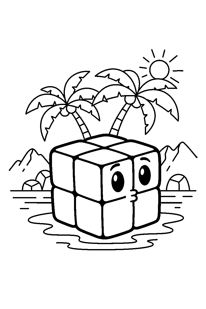 minecraft magma cube listening carefully on a beach line art