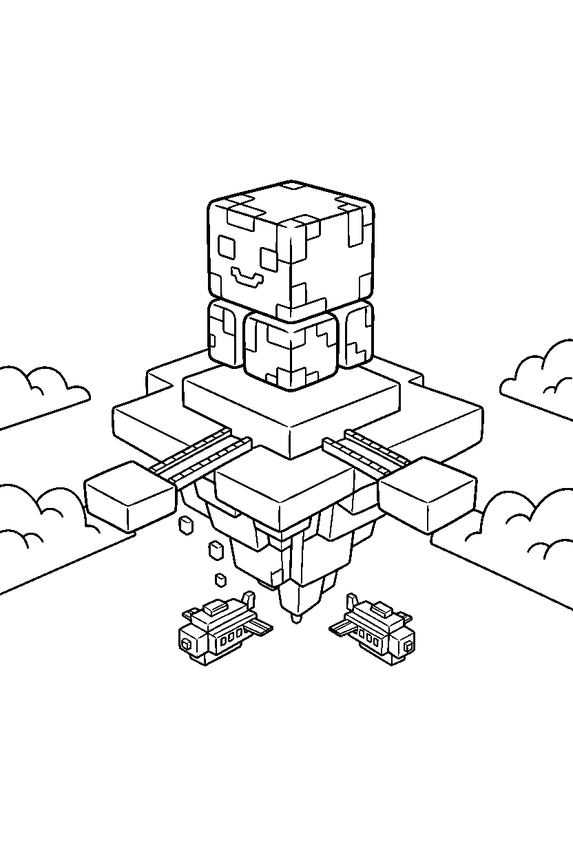 minecraft magma cube standing calmly in a sky base line art