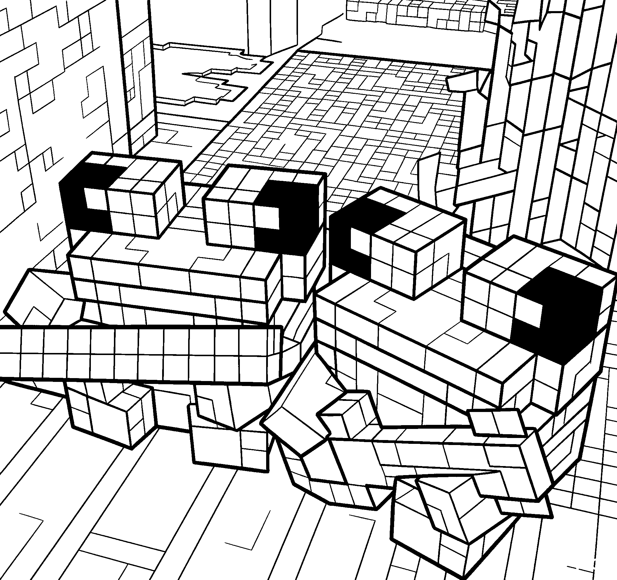 minecraft musical frogs band line art