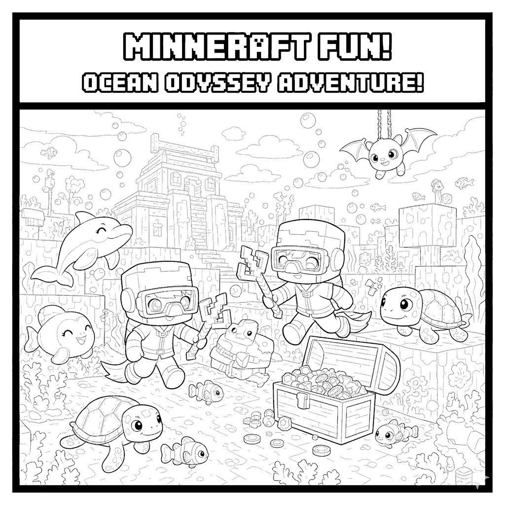 minecraft ocean odyssey line art
