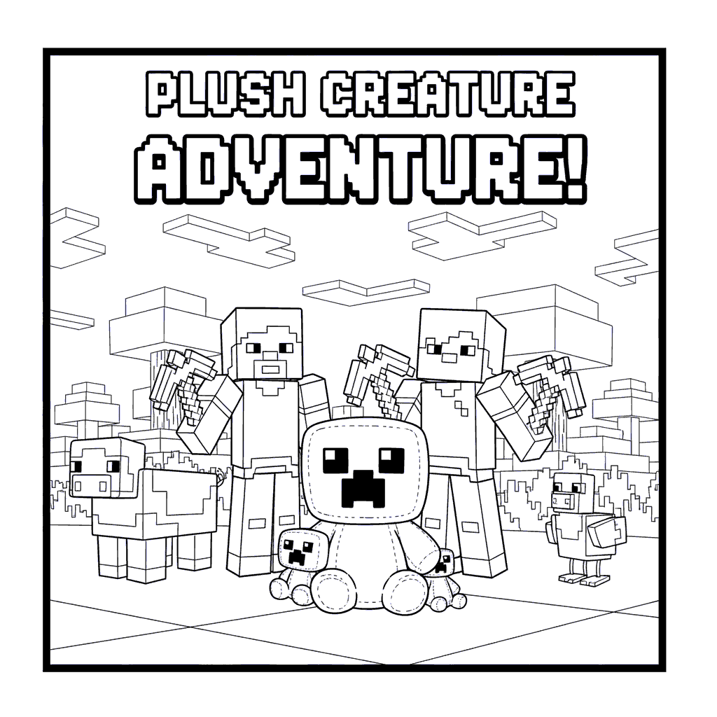 minecraft plush creature adventure line art