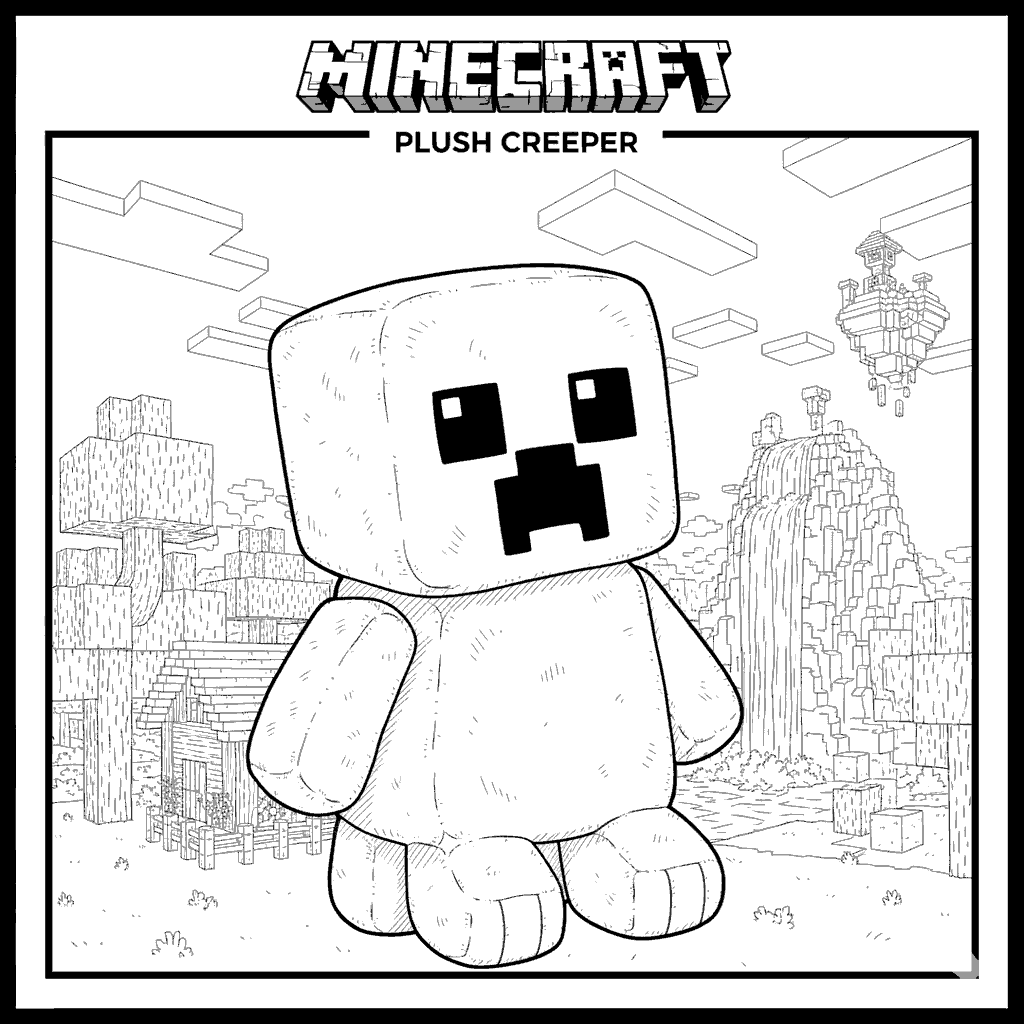 minecraft plush creeper line art