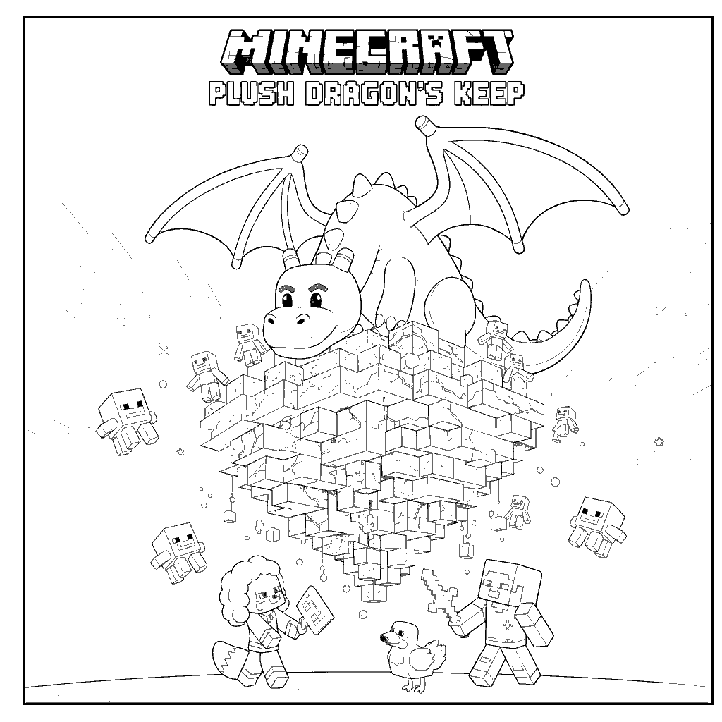 minecraft plush ender dragon keep line art