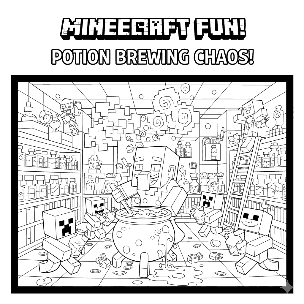 minecraft potion brewing chaos line art