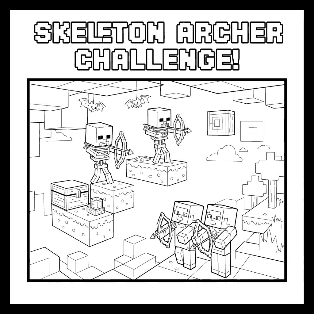 minecraft skeleton archer line art