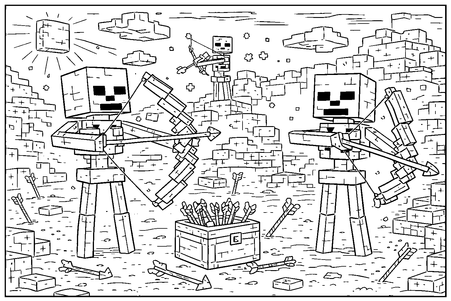 minecraft skeleton archers battle line art