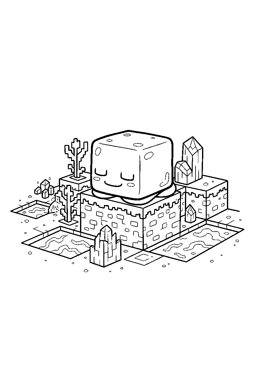 minecraft slime sleeping peacefully in the nether line art
