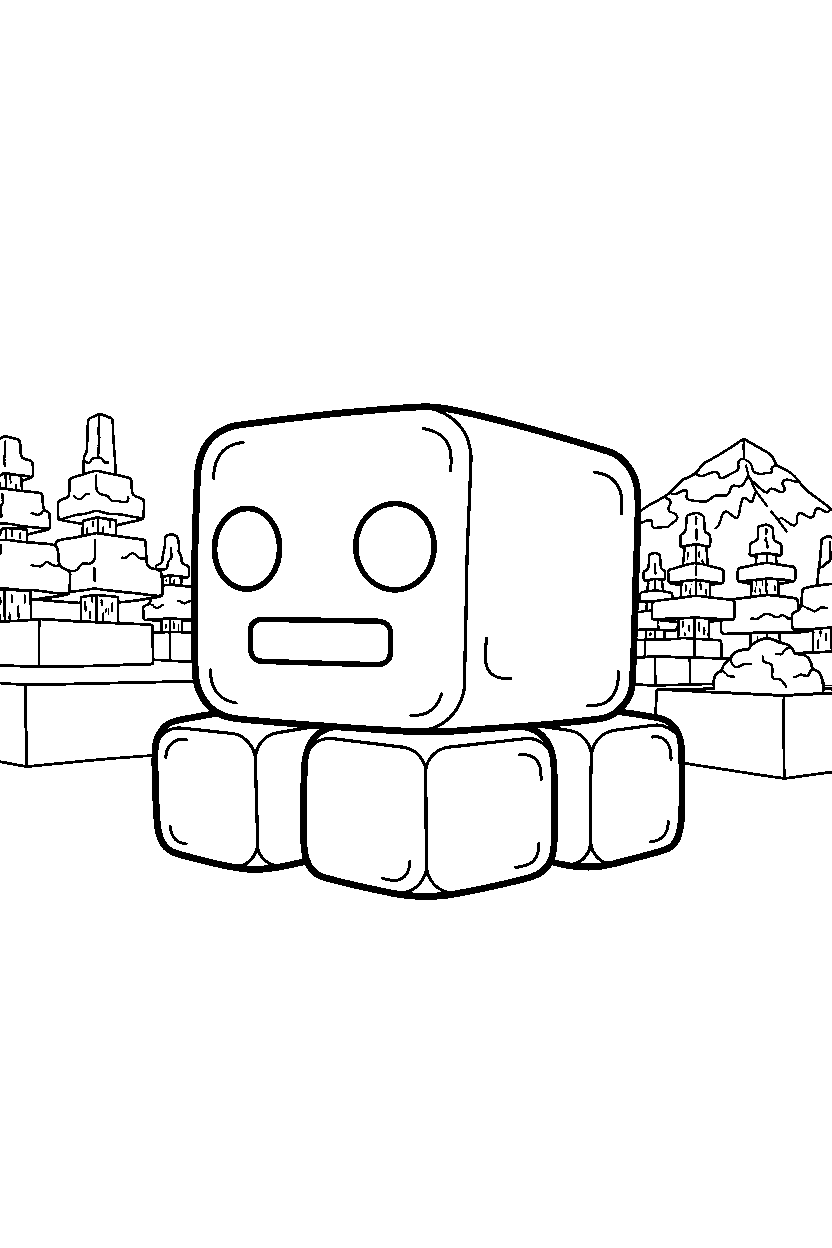 minecraft slime watching calmly in snowy tundra line art