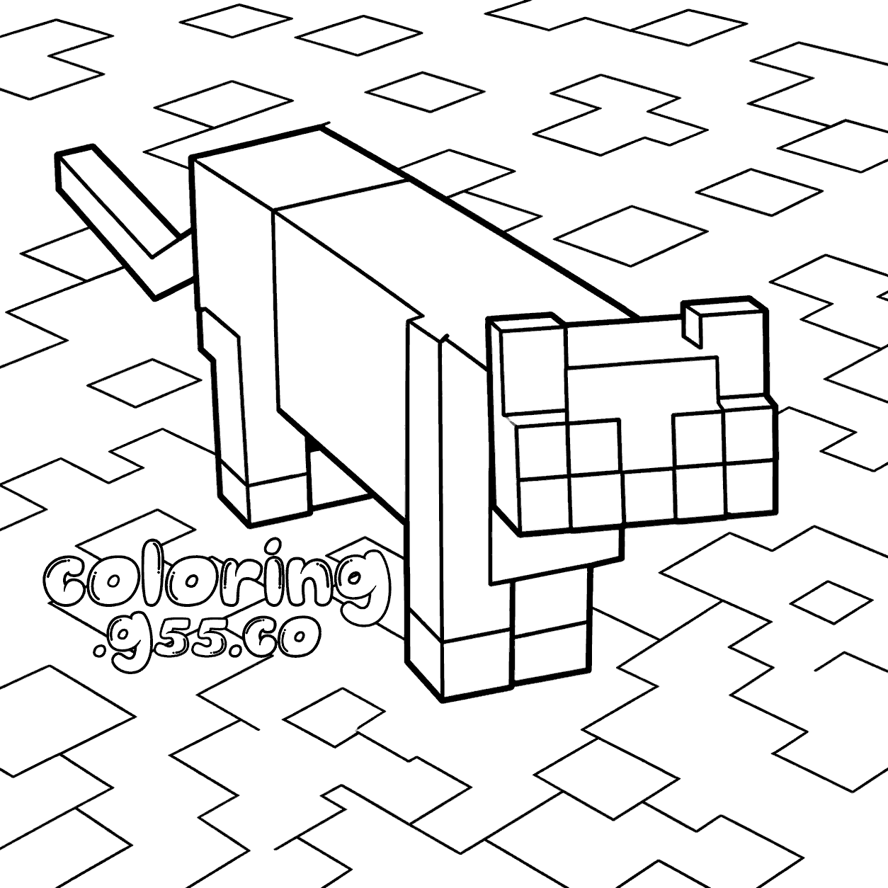 minecraft steve cat skin cute pet line art for kids
