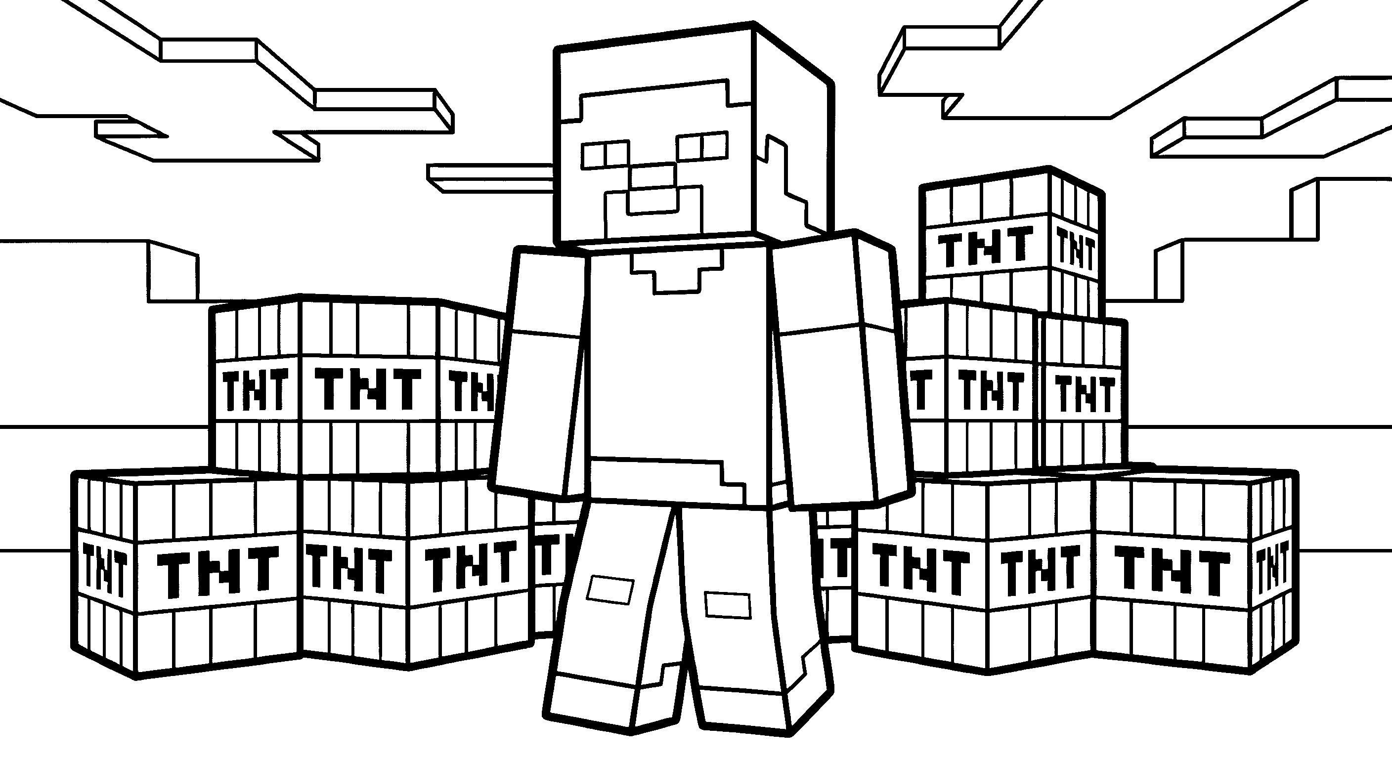 minecraft steve tnt line art