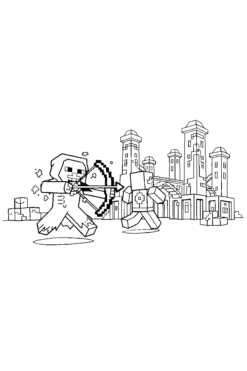 minecraft stray chasing a target near an end city line art