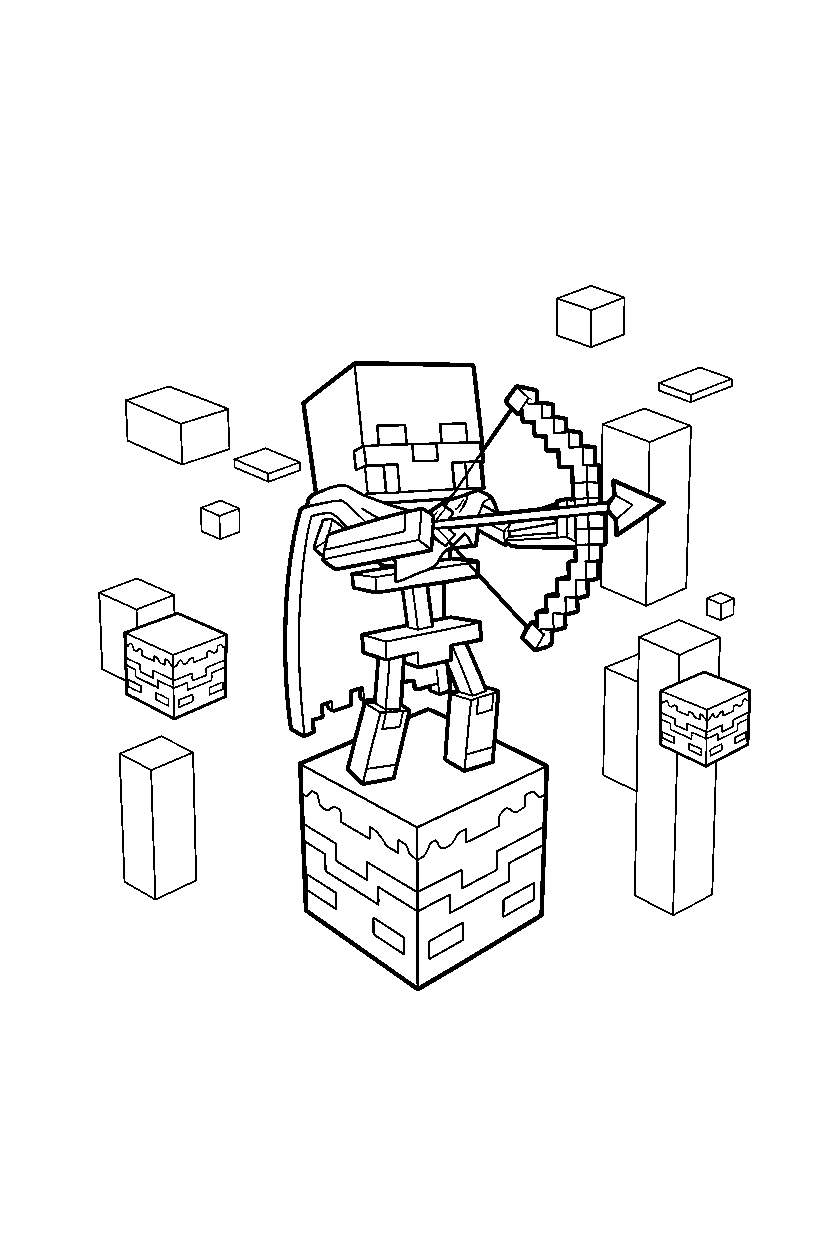 minecraft stray posing in end dimension line art
