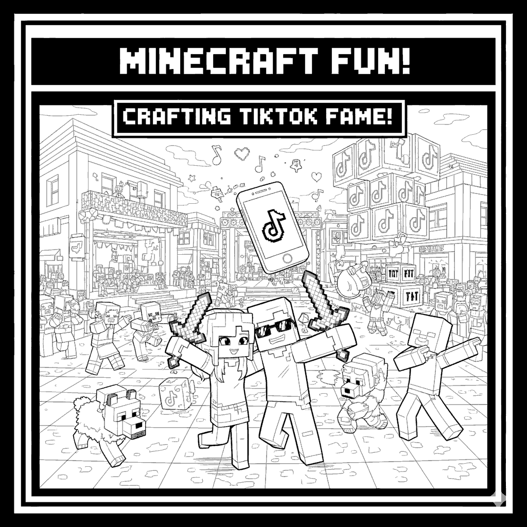 minecraft tiktok fame line art