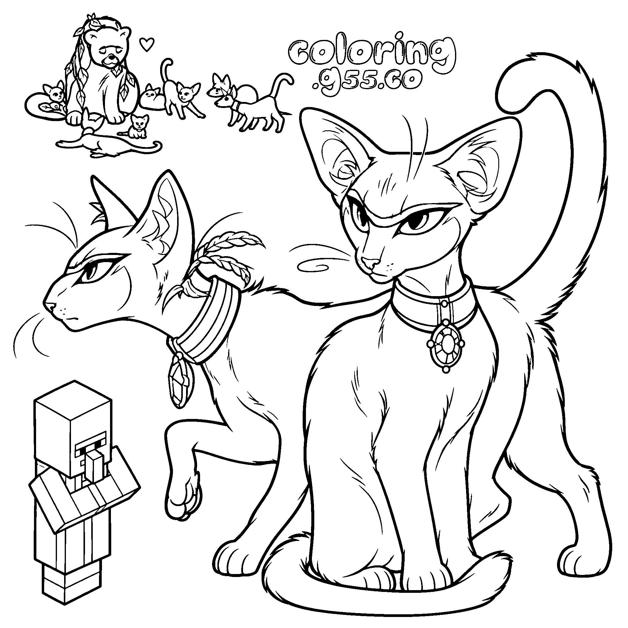 minecraft wandering trader cats line art