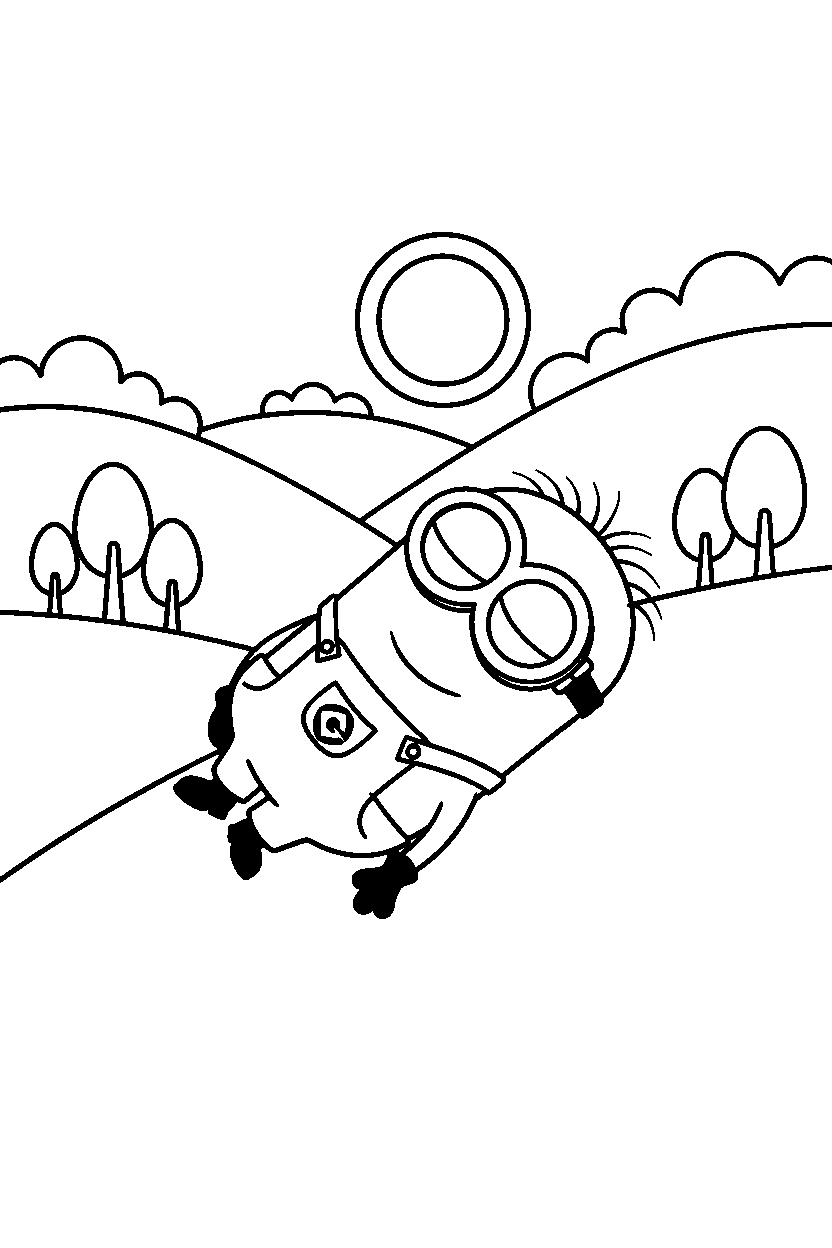 minions kevin resting in valley line art
