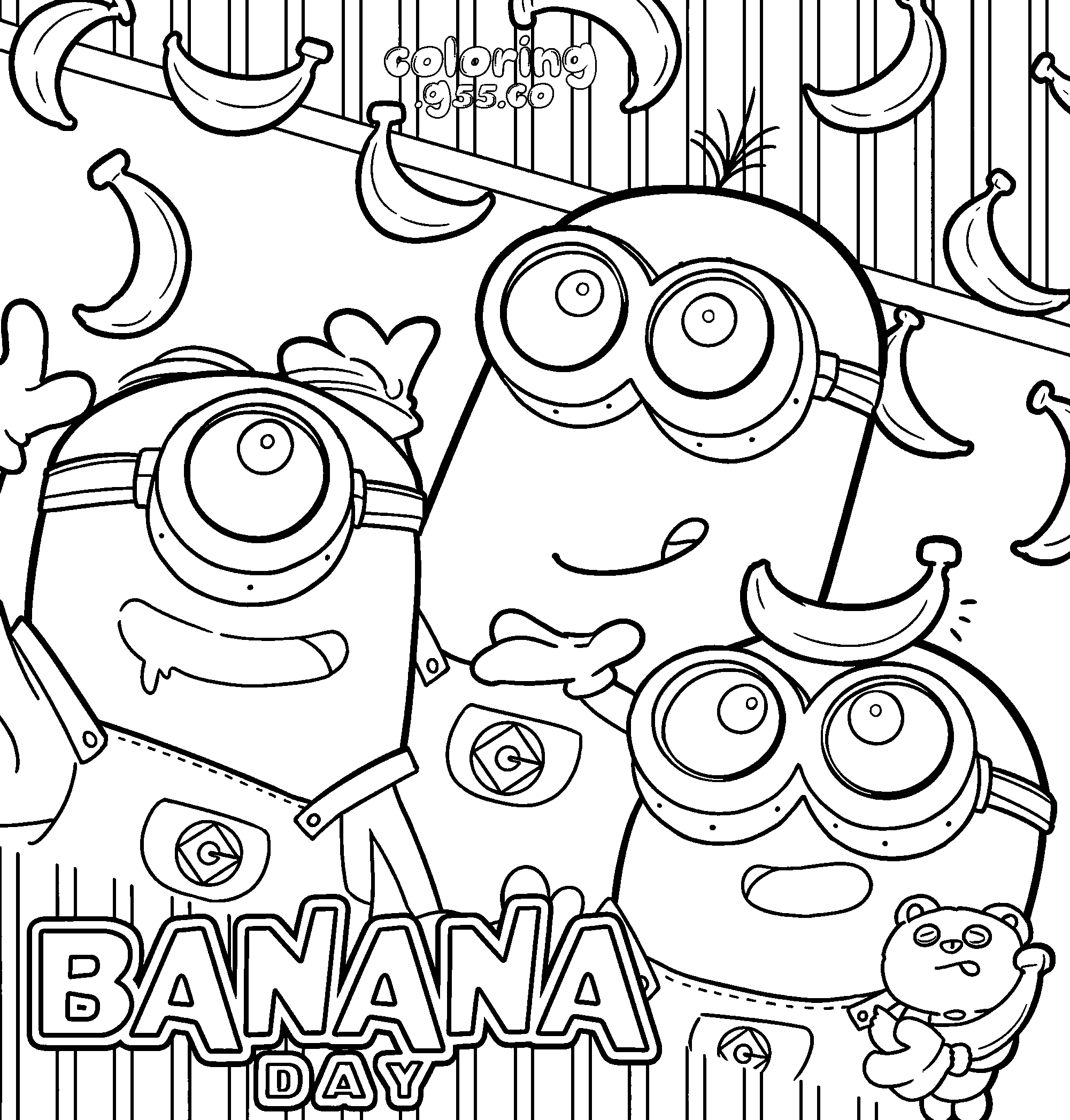 minions banana day line arts for kids