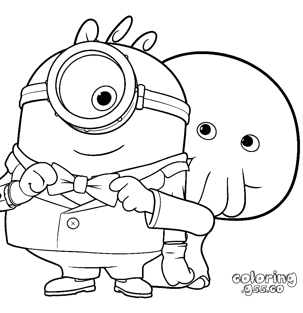 minions james bowtie monster line art for kids