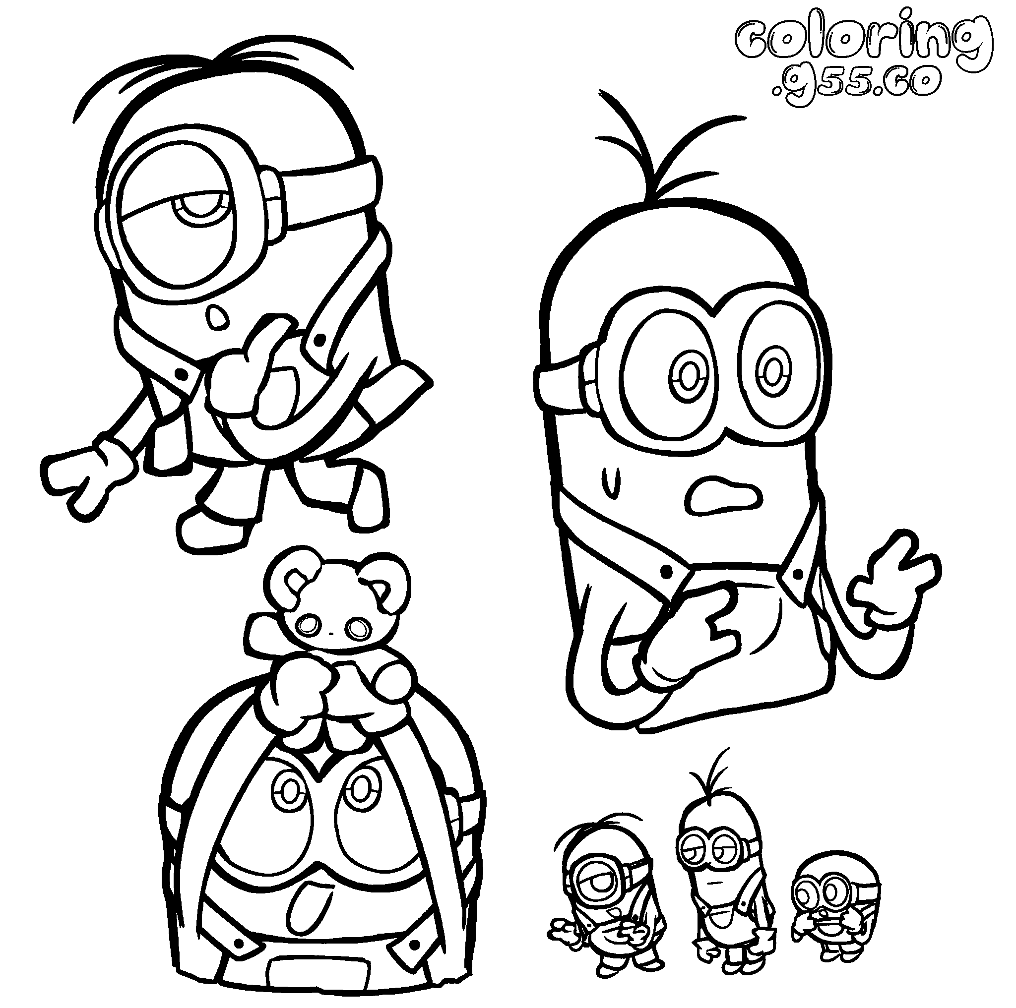 minions kevin stuart bob trio line art for kids