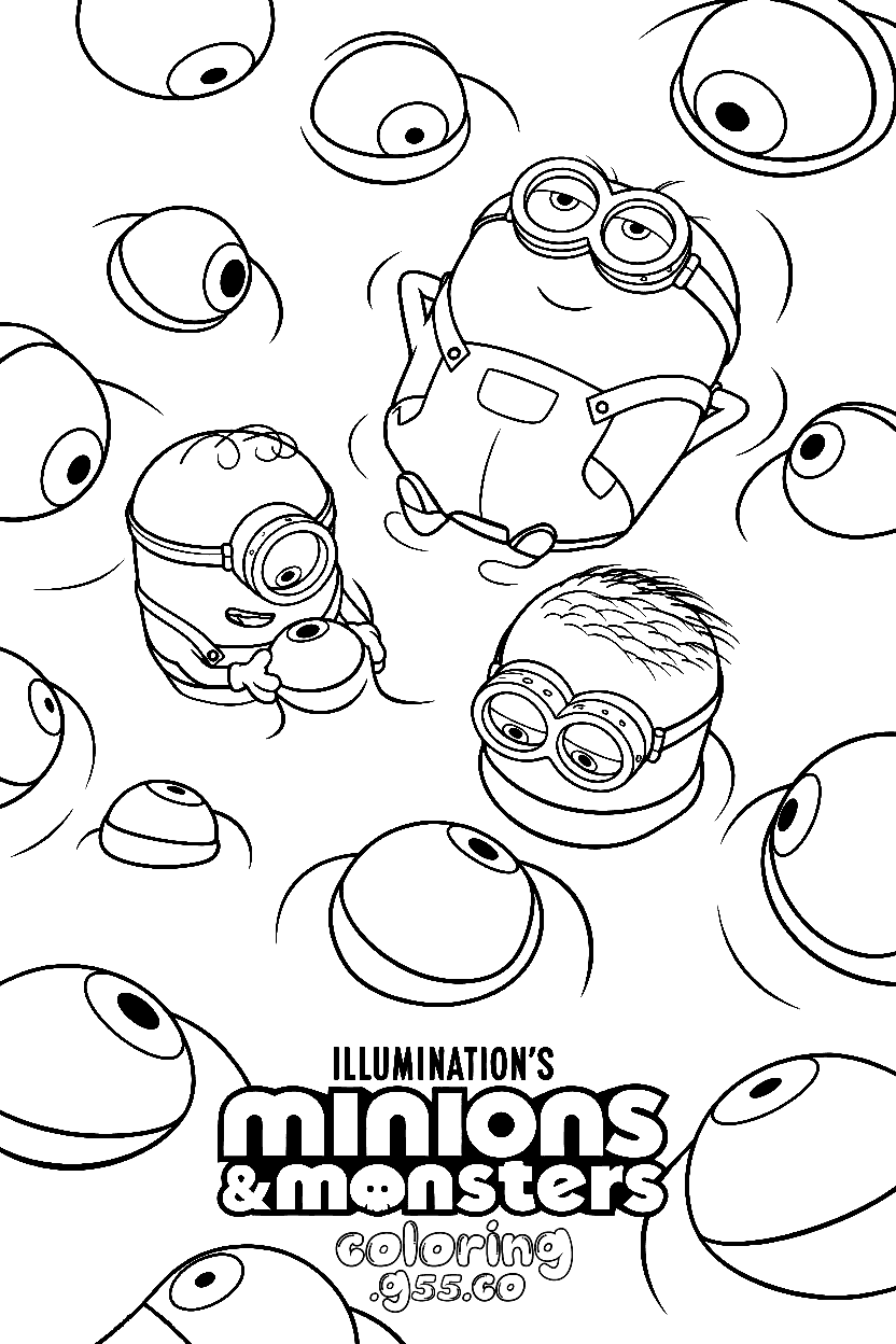 minions monsters eye swarm line arts for kids