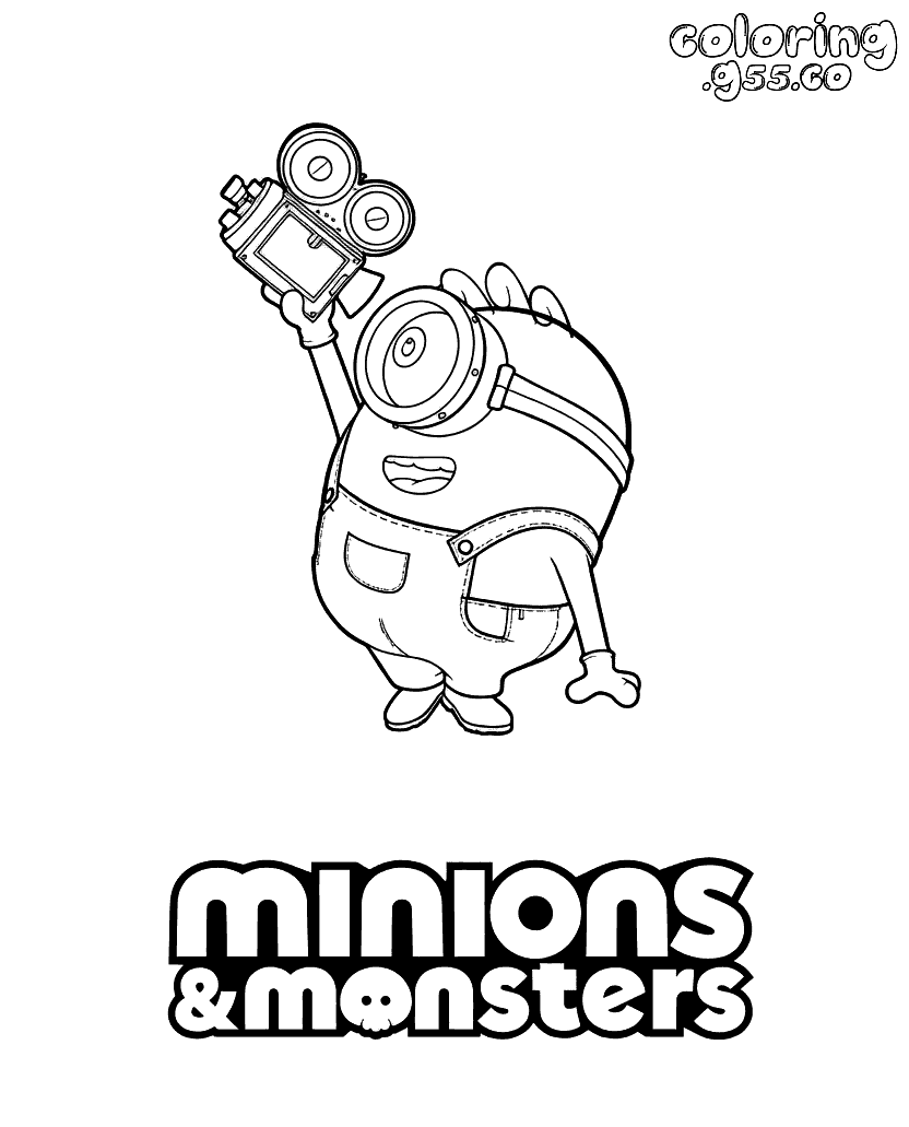 minions monsters movie camera line art