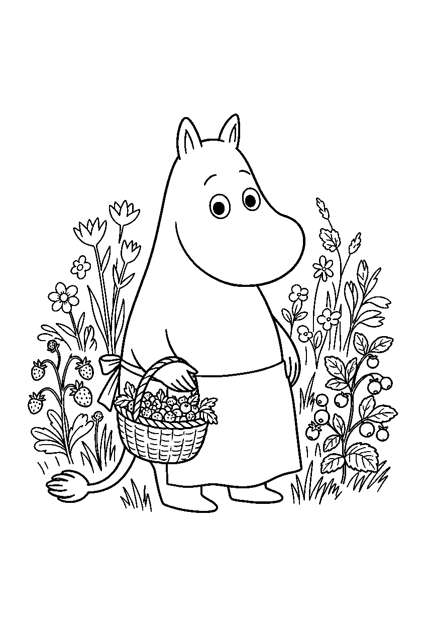 moominmamma in berry meadow line art