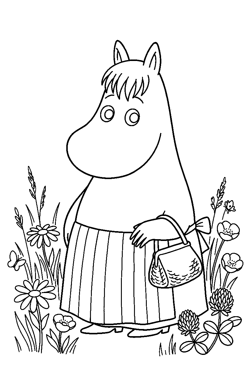 moominmamma in midsummer meadow line art