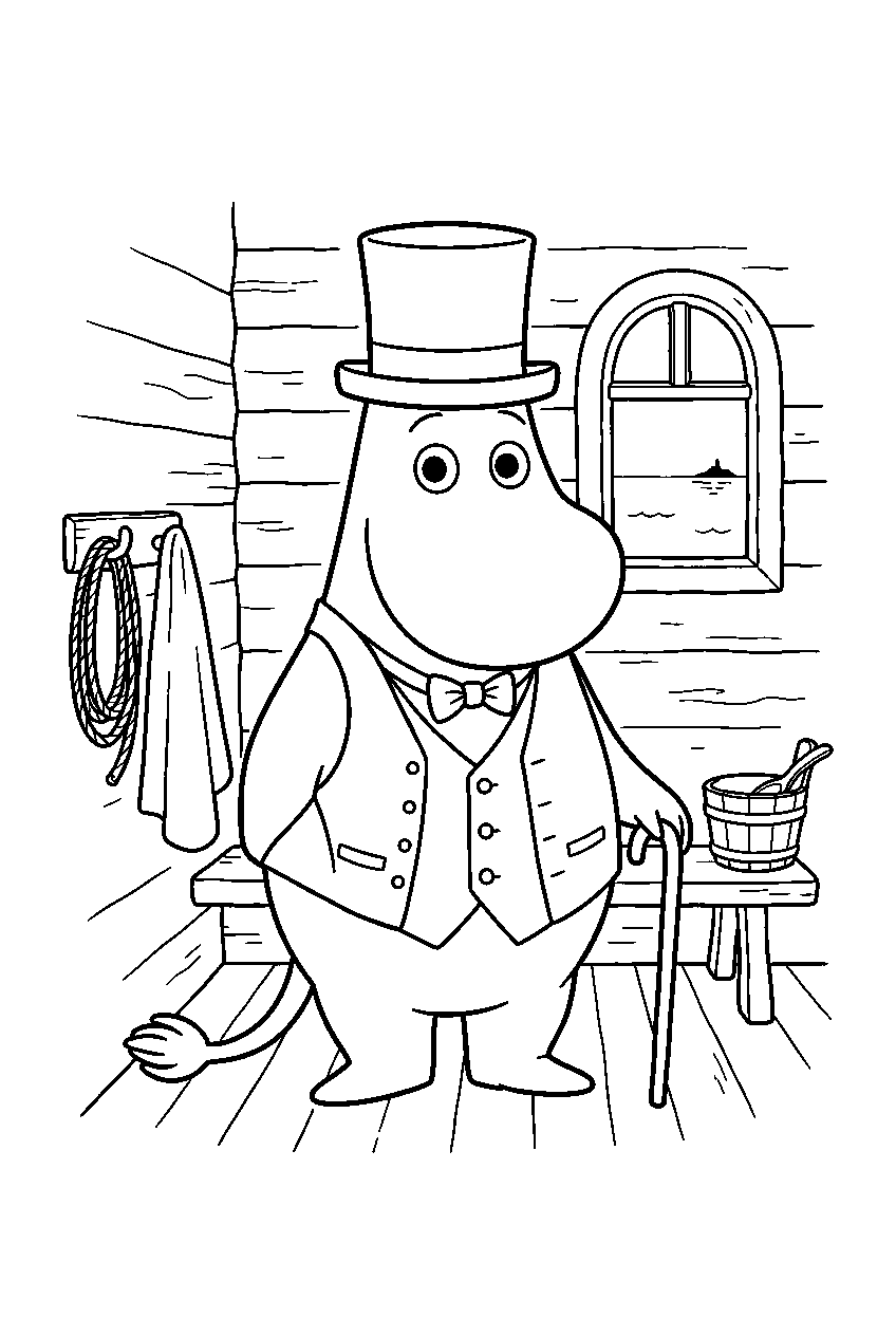 moominpappa at bathing house line art