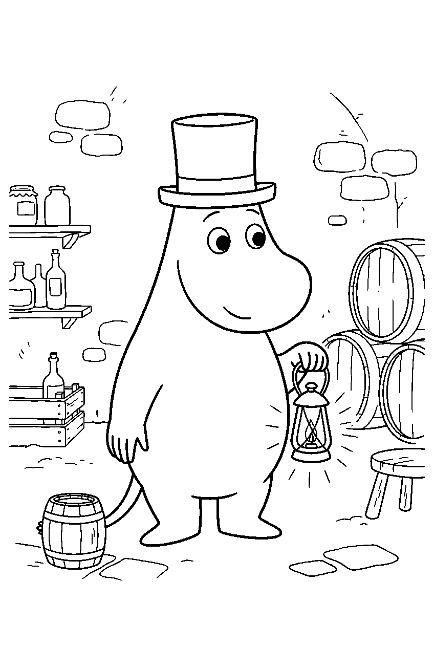 moominpappa in house cellar line art