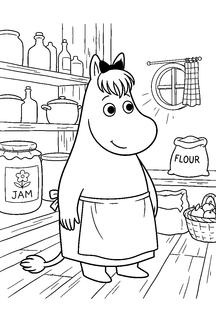 moomin snorkmaiden in pantry line art