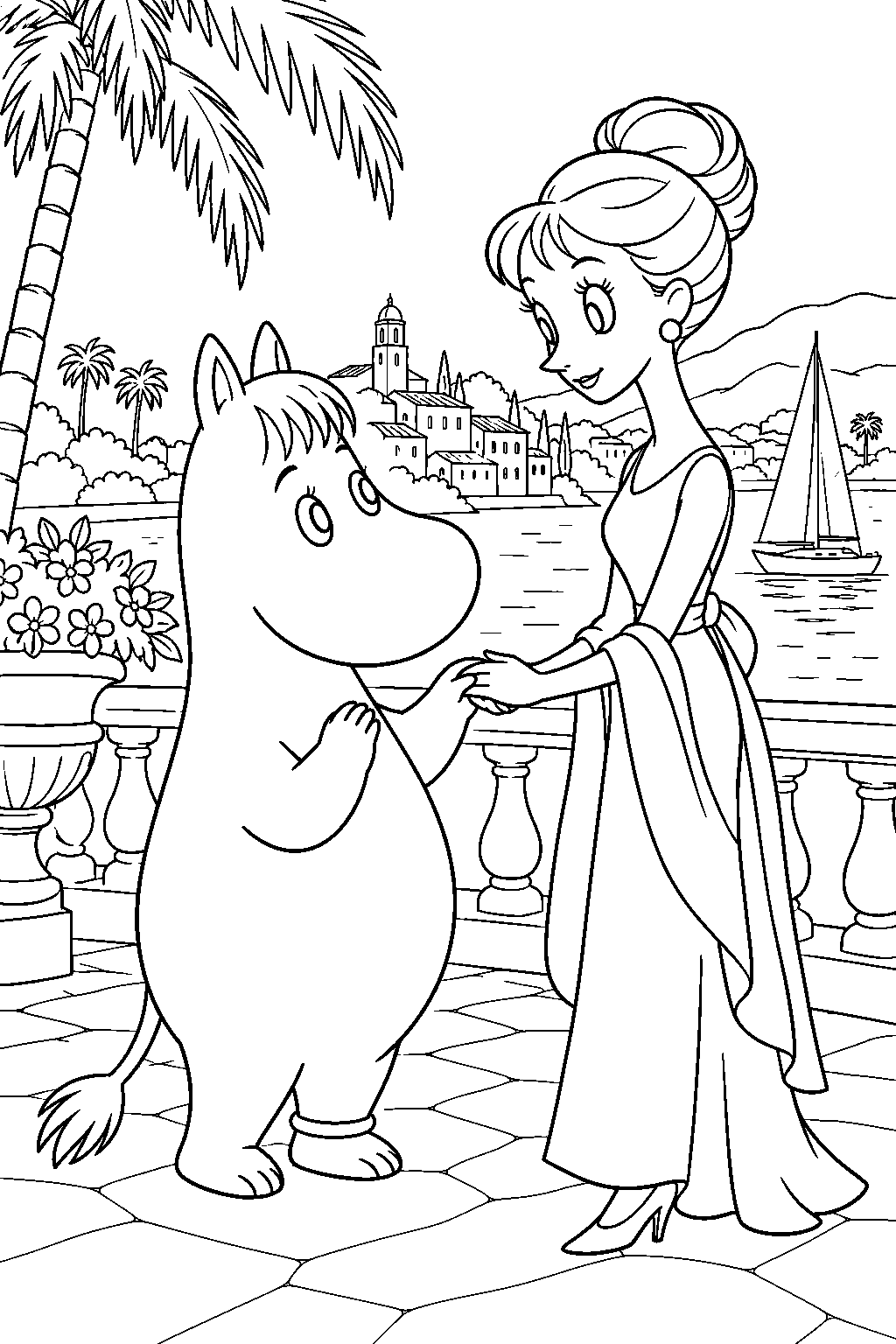 snorkmaiden meeting audrey glamour on the riviera line art
